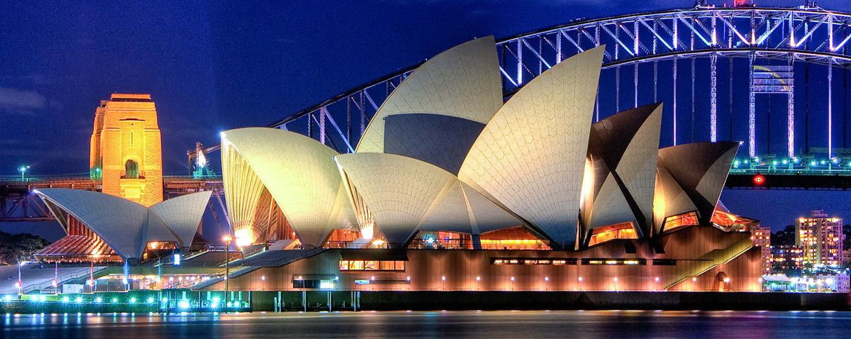 Sydney Opera House at night Close up HDR Sydney Australia by Hai Linh Truong (https://www.flickr.com/photos/linh_rom/2270171257/) utilized under Creative commons BY-NC-SA 2.0 (https://creativecommons.org/licenses/by-nc-sa/2.0/), photo cropped